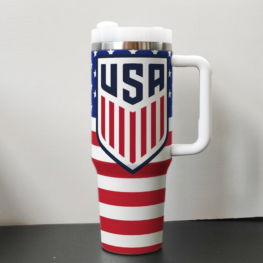 2026 World Cup–Style 40oz Stainless Steel Tumbler Insulated Car Cup with Flat Bottom