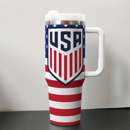 2026 World Cup–Style 40oz Stainless Steel Tumbler Insulated Car Cup with Flat Bottom