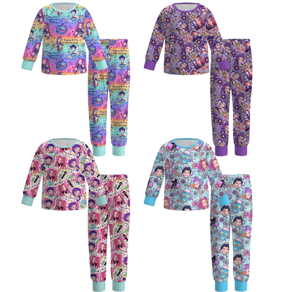 Girls Spring Kpop Demon Hunter Print Soft Pajamas Set