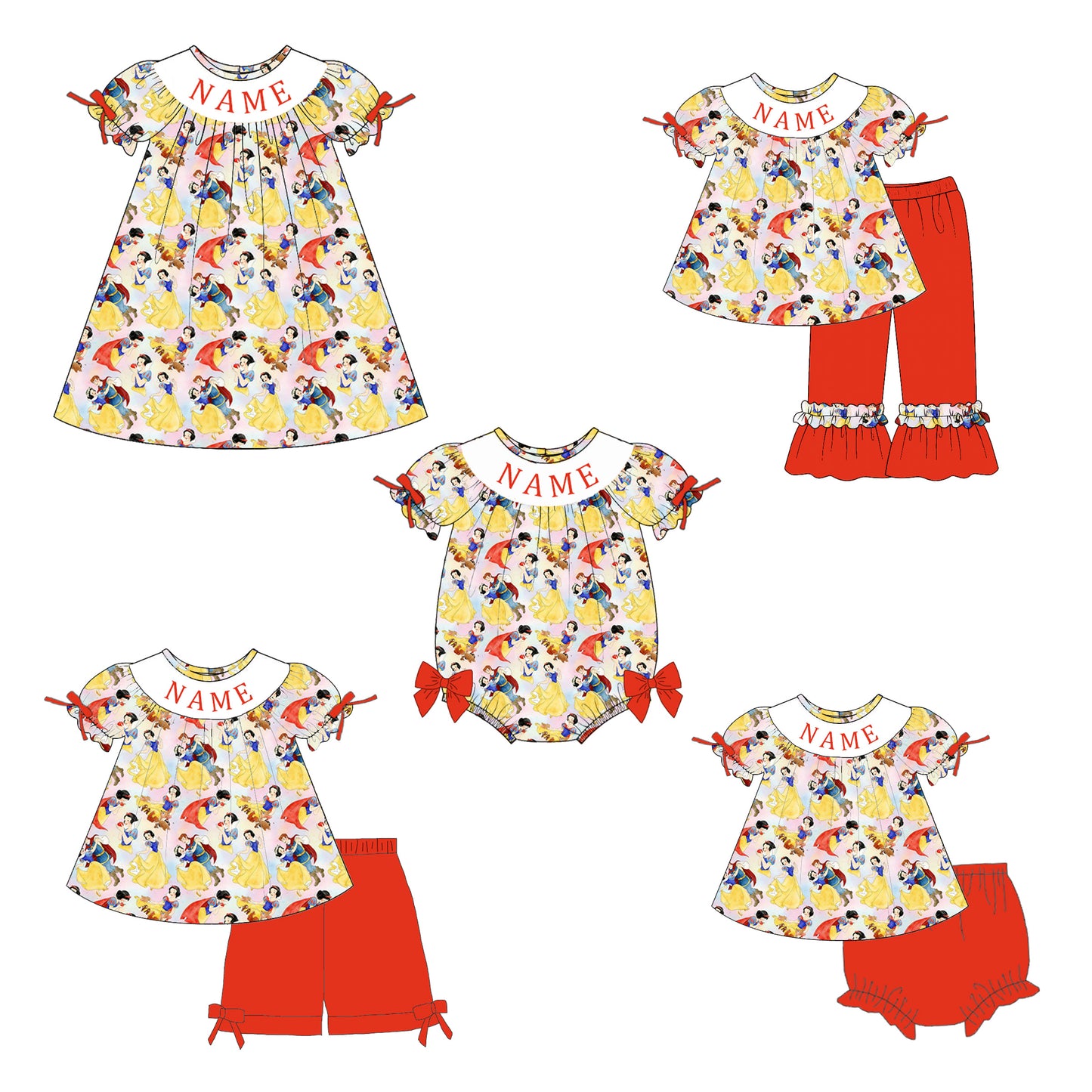 Personalized Princess Smocked Girls Outfit – Custom Name Southern Boutique Summer Collection