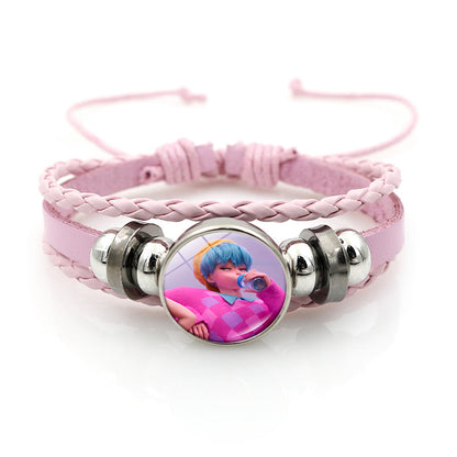 K-POP Demon Hunters & Gaza Boy Group Bracelet Adjustable Braided Leather Fan Jewelry Available in 3 Colors