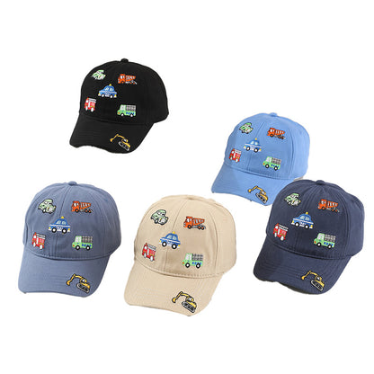 Kids Embroidered Baseball Cap with Cars Fire Truck Taxi Digger Truck Designs