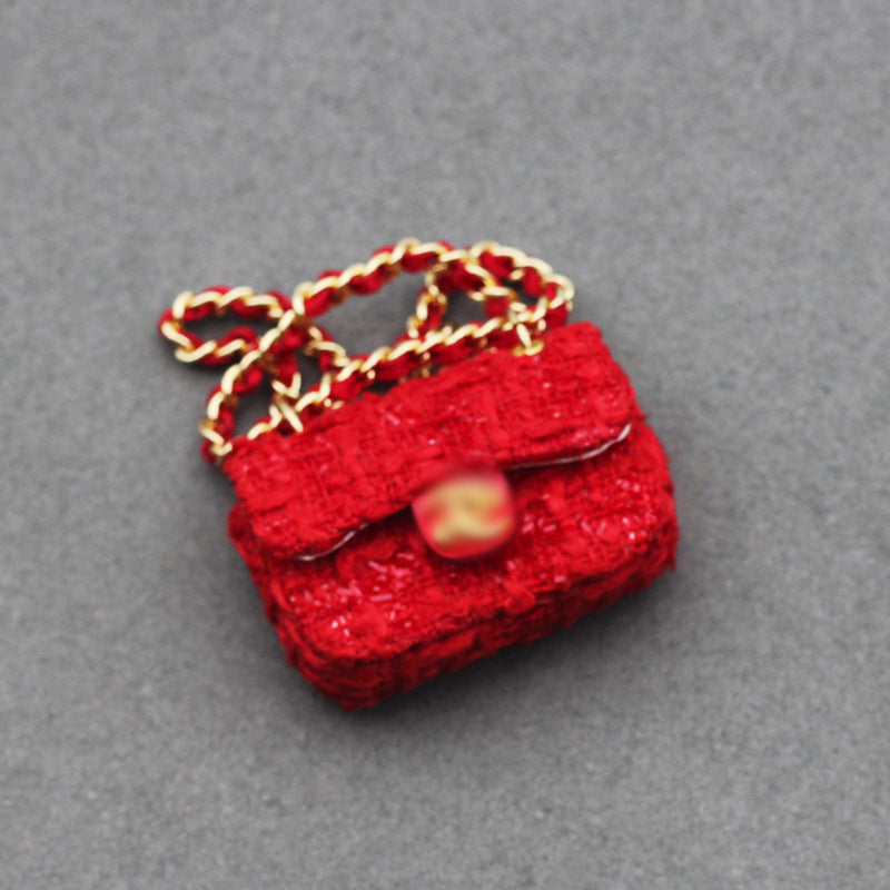 BJD Doll Accessories Strawberry Fashion Bag Mini Tweed Handbag for Doll Outfits