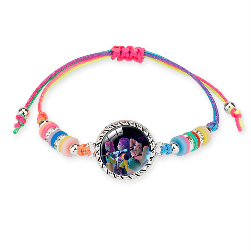 KPOP Demon Hunter Colorful Beaded Bracelet – Boho Adjustable Polymer Clay Charm Bracelet