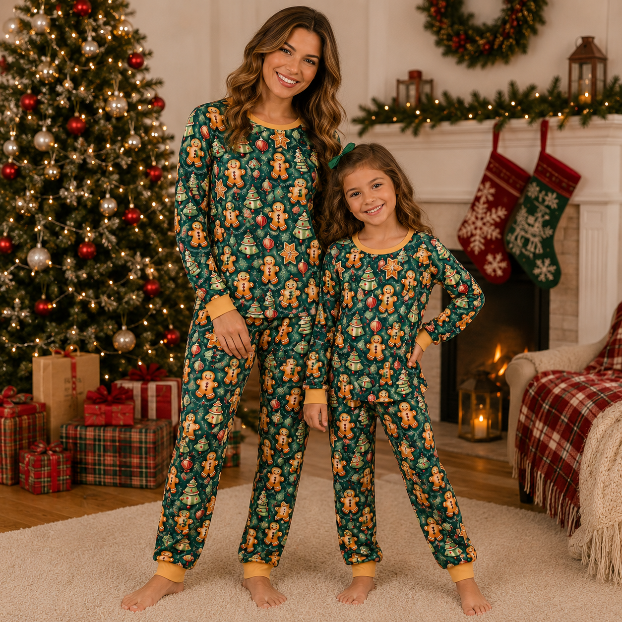 Christmas Gingerbread Mommy & Me Matching Pajama Set