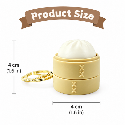 Simulation Steamed Bun Squishy Keychain Steamer Basket Emoji Bao Press Toy Pendant