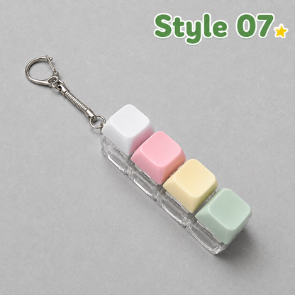 Pastel Colors Finger Press Button Cube Squishy Keyboard Keychain Stress Relief Toy