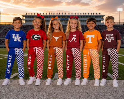 Boys Game Day Collegiate Sports T-Shirt & Checkerboard Printed Jogger Pants Set