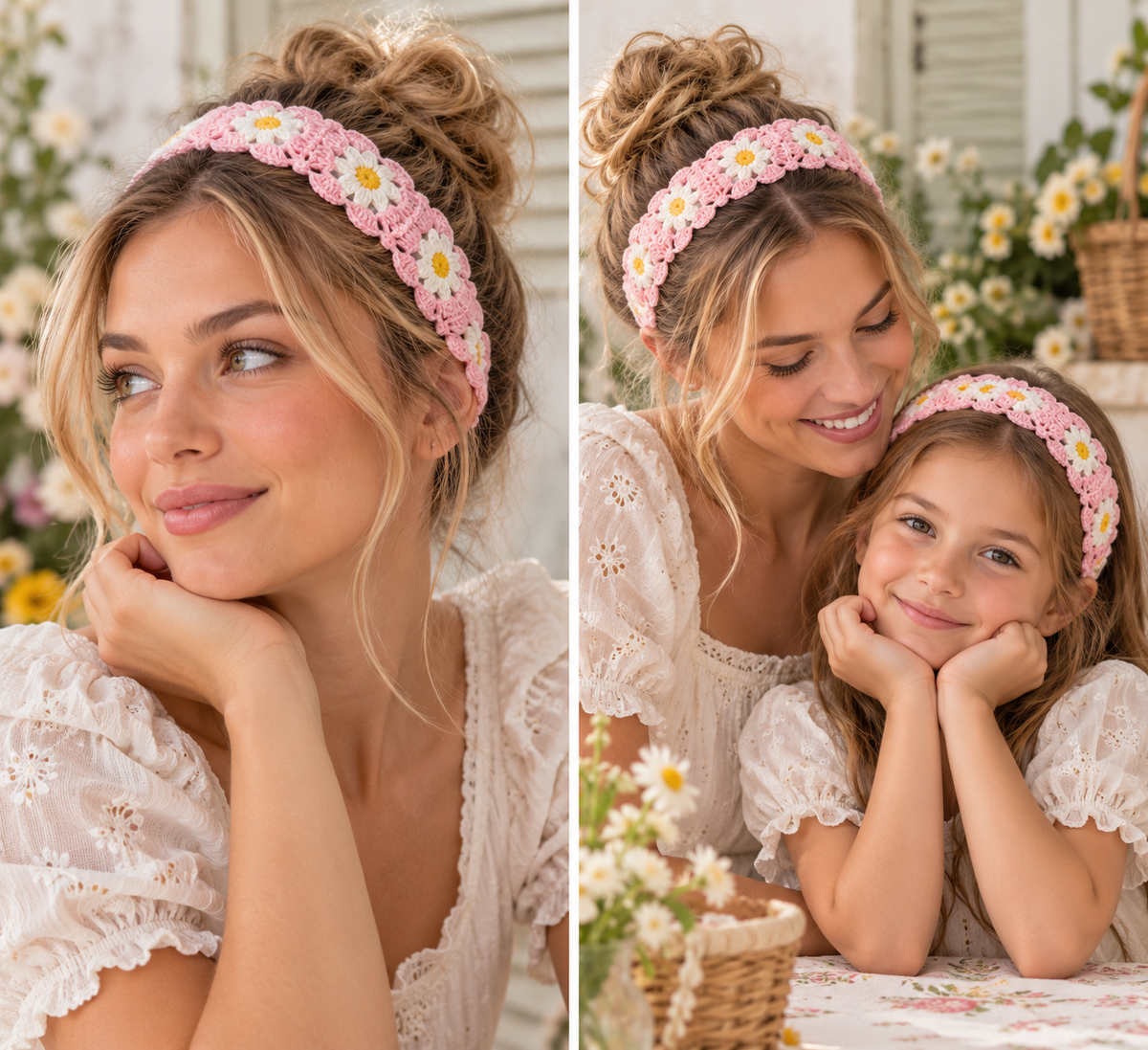 Handmade Crochet Flower Headband Colorful Floral Knitted Hair Band Boho Hair Accessory for Women & Girls