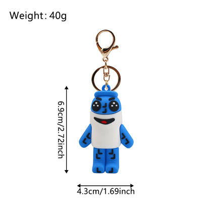 Pixel Style Funny Character Silicone Key Chain Cartoon Pendant Bag Charm