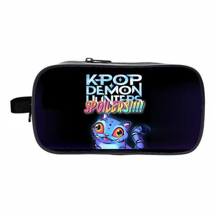 K-Pop Demon Hunters Pencil Case Large Capacity Double-Layer Student Pen Bag Trendy Stationery Organizer