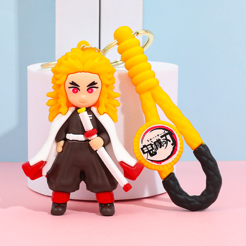 Cartoon Demon Slayer Silicone Keychain Pokémon Mini Figure Bag Charm Pendant