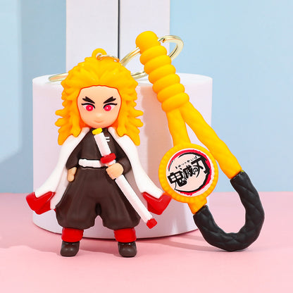 Cartoon Demon Slayer Silicone Keychain Pokémon Mini Figure Bag Charm Pendant