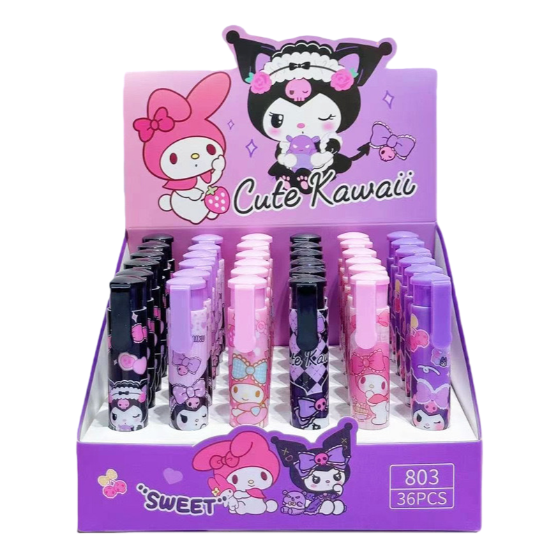 Press-to-Advance Mechanical Eraser Set Character Themed Pencil Erasers in Storage Case