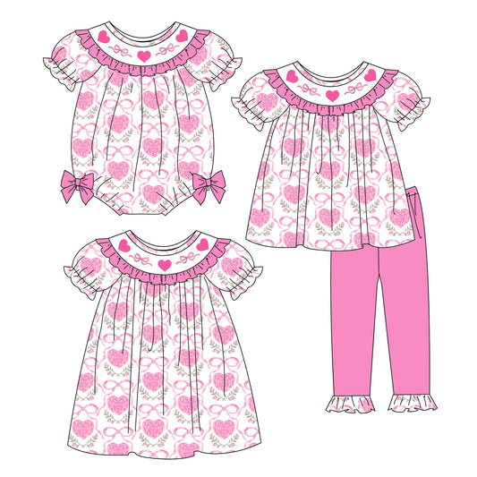 2026 Valentine's Day Heart Embroidery Girls Clothes Collection