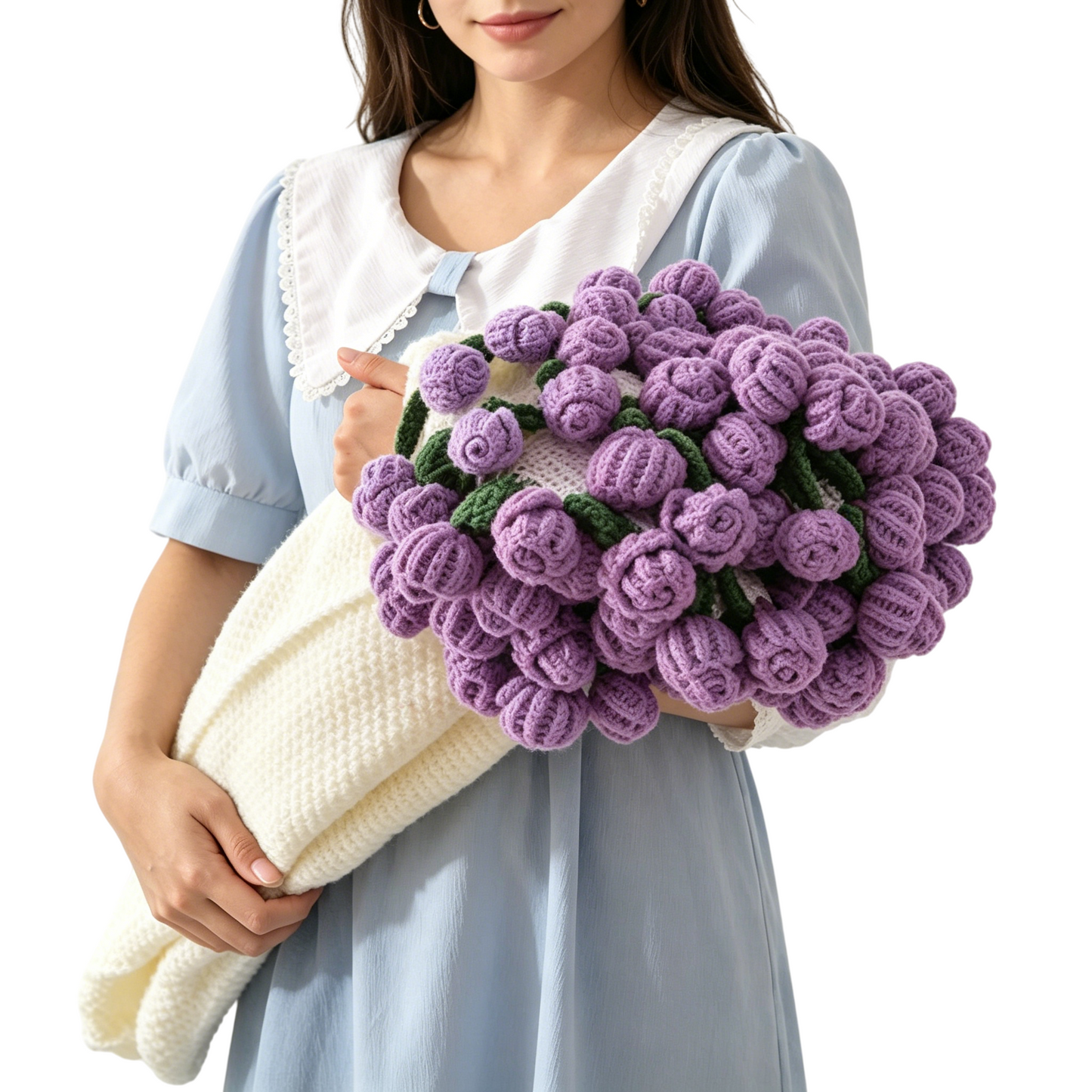 99 Roses Flower Edge Knit Throw Bouquet Style Floral Blanket