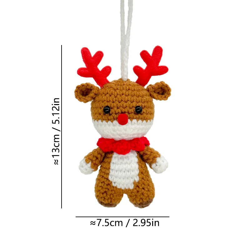 2025 Christmas Crochet Ornaments Knitted Mini Christmas Tree Decorations Hanging Car Charm