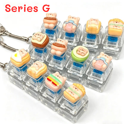 Mini Food Mechanical Key Fidget Toy – Handmade Resin Charms