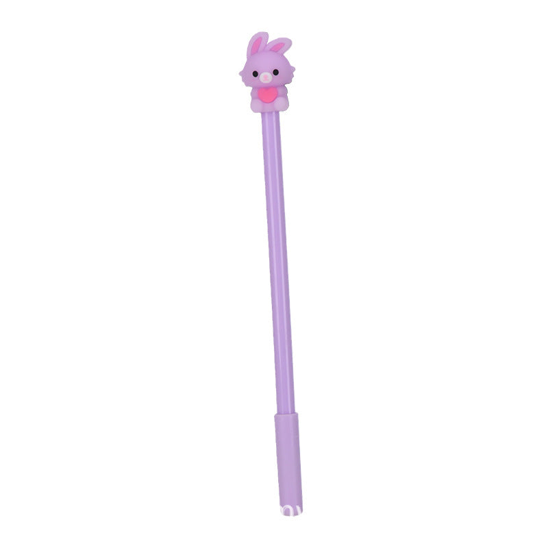 Cartoon Silicone Easter Bunny Pen Creative Topper Gel Pen Black Ink Journal Pen
