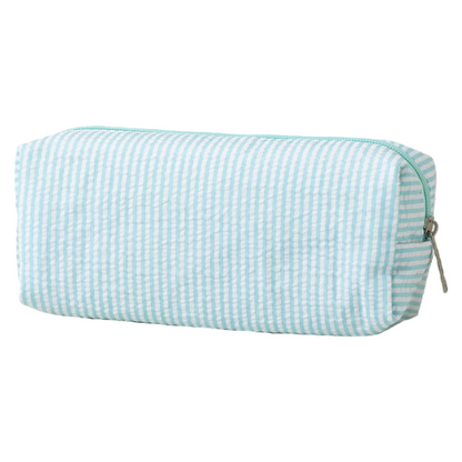 Seersucker Striped Makeup Pouch Travel Toiletry Bag Pencil Case