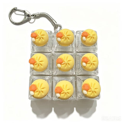 Mini Dumpling Fidget Charm Keychain Cute 3x3 Pop Fun Stress Relief Accessory