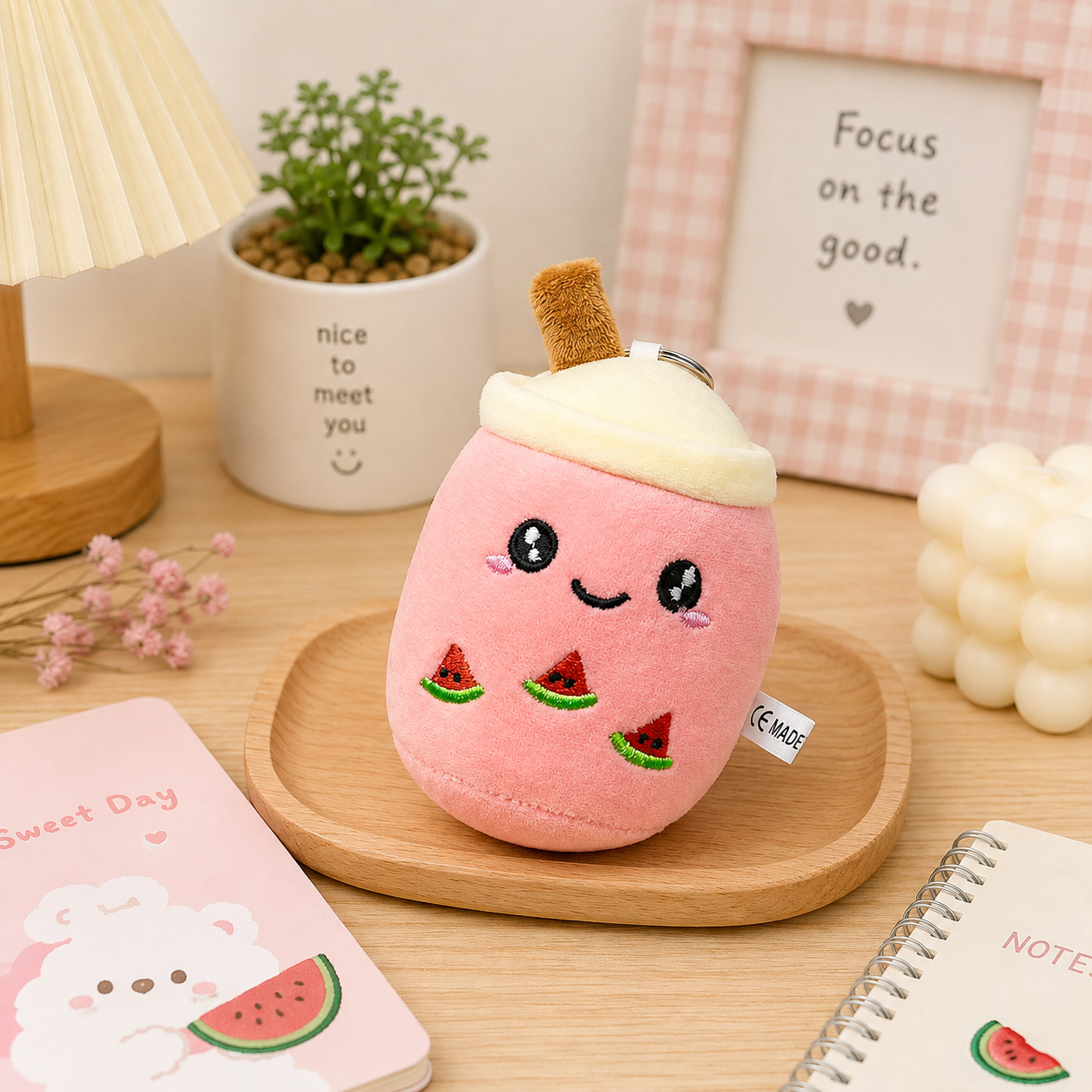 Cute Boba Tea Plush Keychain – Kawaii Bubble Tea Bag Charm & Soft Plush Pendant