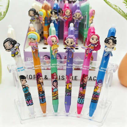 K-POP HUNTR Character Resin Clip Pens – Cute Click Gel Pens for Students & Office Use
