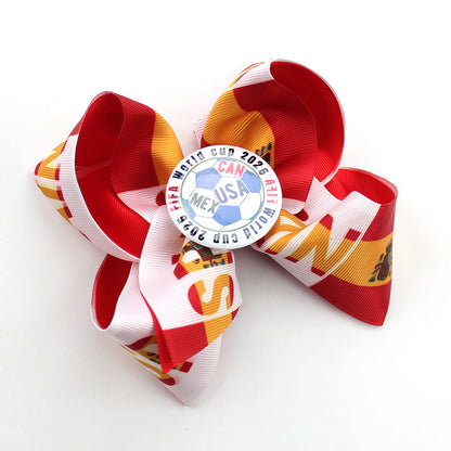 5.5-inch Double-Layer World Cup Ribbon Bow Hair Clip for USA, Canada & Mexico