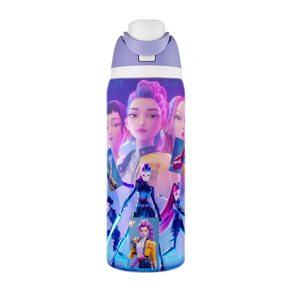 KPOP Demon Hunters 32oz Vacuum Insulated Stainless Steel Water Bottle Straw Cup Sports & Outdoor