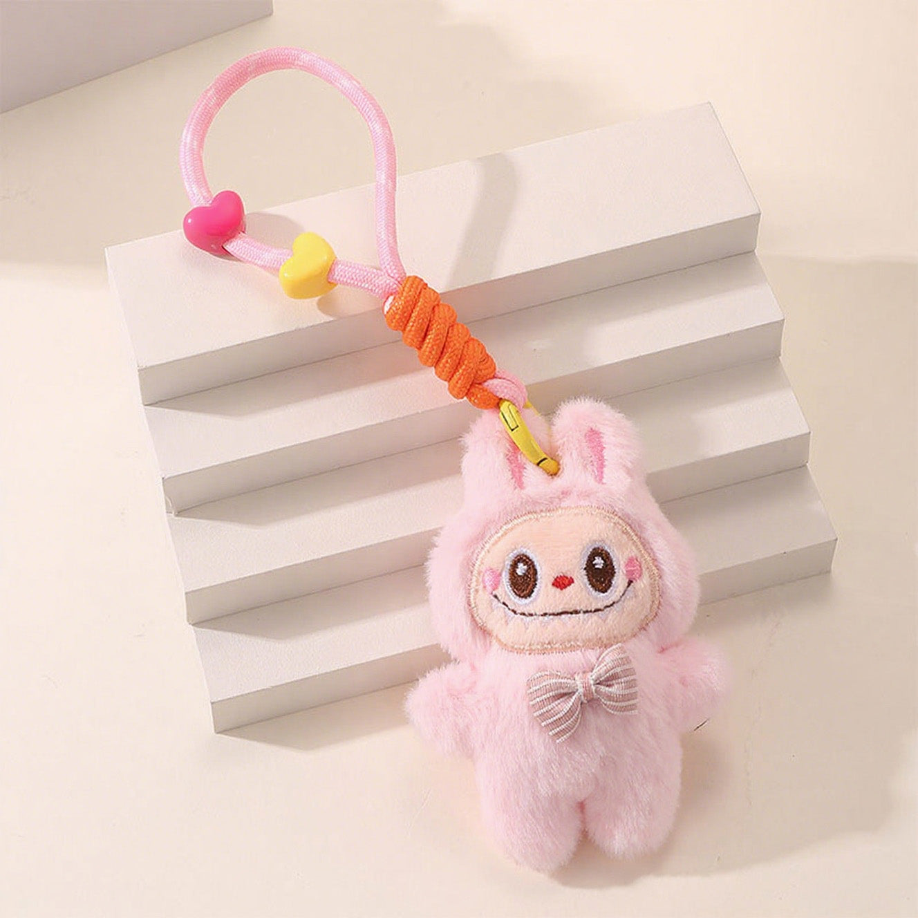 LABUBU Plush Keychain – Cute Cartoon Doll with Lanyard, Bag Charm & Key Holder