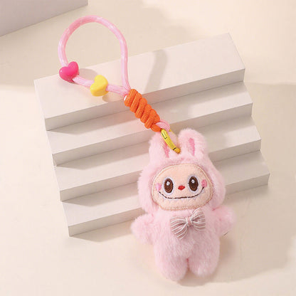 LABUBU Plush Keychain – Cute Cartoon Doll with Lanyard, Bag Charm & Key Holder