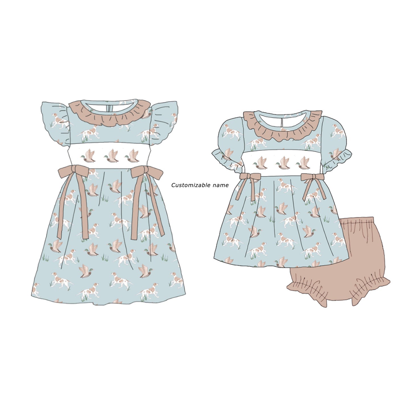 Summer Sweet Blooms for Little Ones – Animal Embroidered Smocked Set