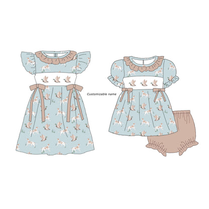 Summer Sweet Blooms for Little Ones – Animal Embroidered Smocked Set