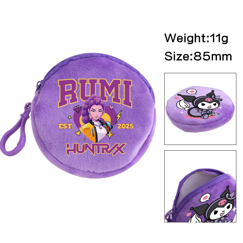 Plush K-pop Demon Hunters Mini Coin Purse & Earphone Case Bag Charm Keychain