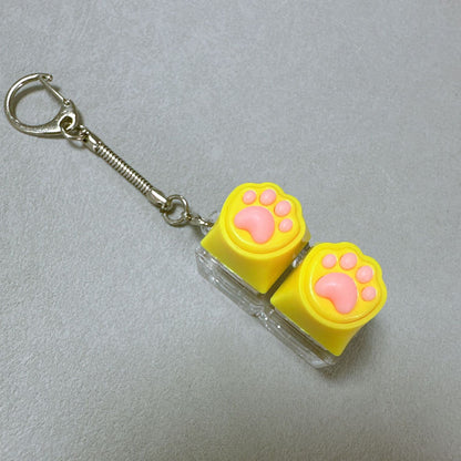 Kawaii Paw Print Keycap Bag Charm Keychain – Cute Mini Keyboard Keychain for Gifts