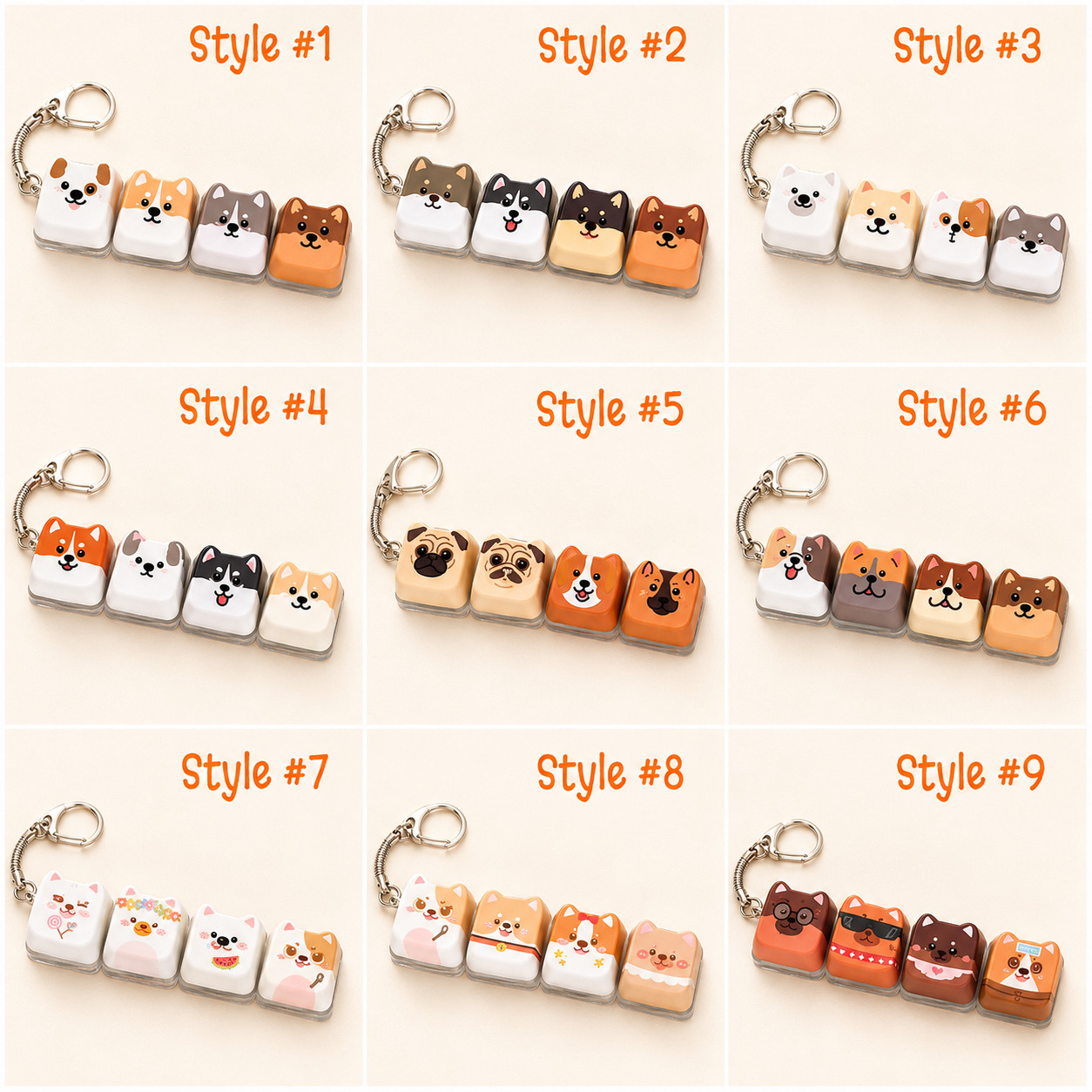 Cute Animal Dog Keycap Fidget Keychain – Pressable Bag Charm