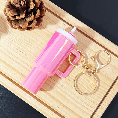 Mini Tumbler Bag Charm Keychain Holographic Rainbow Plastic Cup Charm Accessory