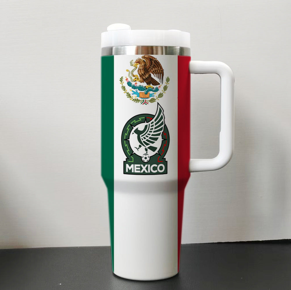 2026 World Cup–Style 40oz Stainless Steel Tumbler Insulated Car Cup with Flat Bottom