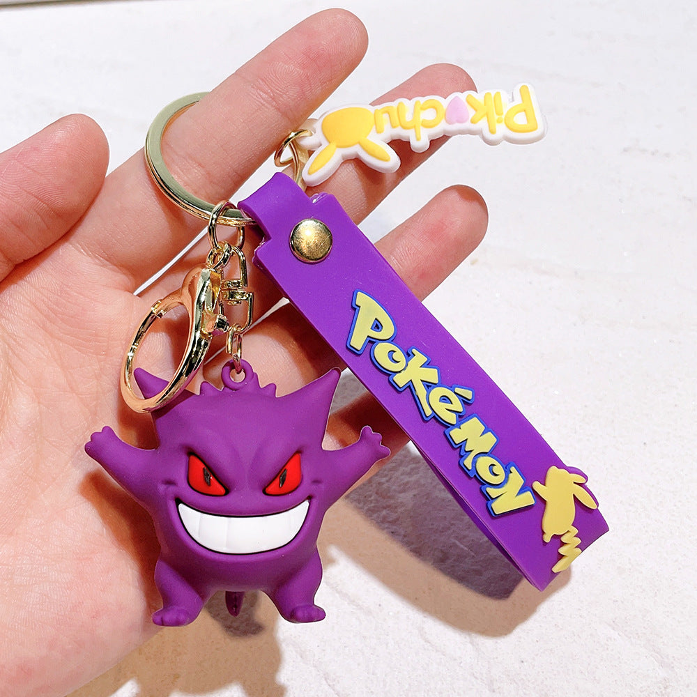 Cartoon Pikachu Silicone Keychain Pokémon Mini Figure Bag Charm Pendant