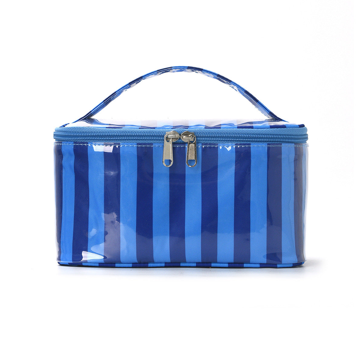 PVC Striped Waterproof Clear Cosmetic Bag Makeup Travel Toiletry Organizer Carry Pouch