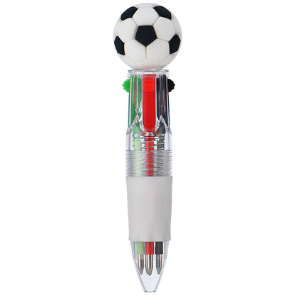 Mini 4-Color Ballpoint Pen with Sports Ball Top (Soccer, Basketball, Football)Click Retractable Planner Pen
