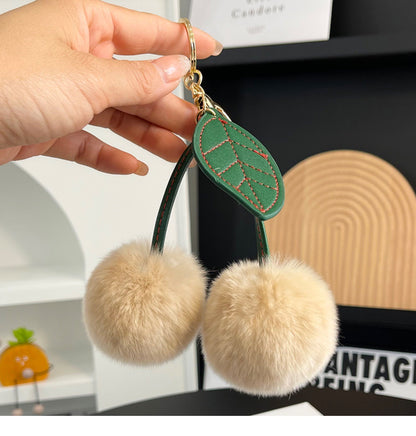 Cherry Plush Bag Pendant Lovely Keychain Cartoon Keyring Accessory