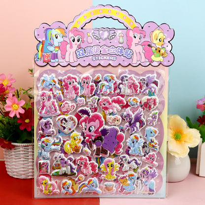 Children’s Cute Cartoon Puffy Stickers Pony & Capybara Double-Layer Bubble Stickers