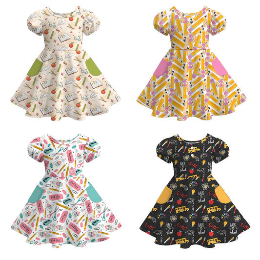 Girls Summer Back To School Pocket Twirl Dress
