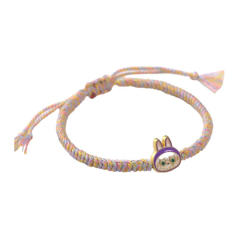 Labubu Cartoon Braided Rope Bracelet – Handmade Cute Wristband Jewelry