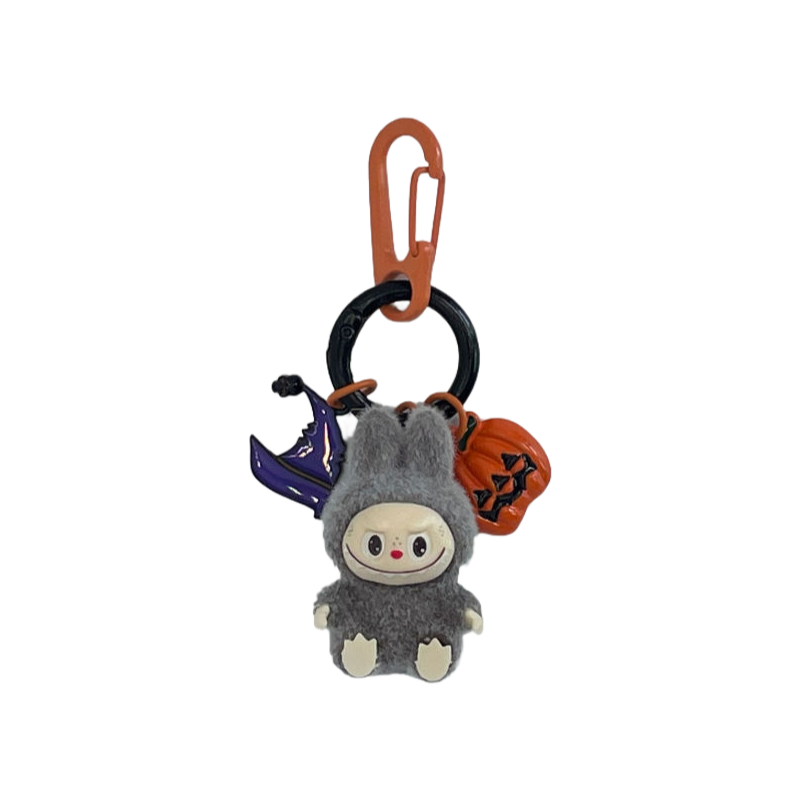 Labubu Halloween Flocked Mini Toy Keychain – Cute Gift Bag Charm & Car Key Pendant