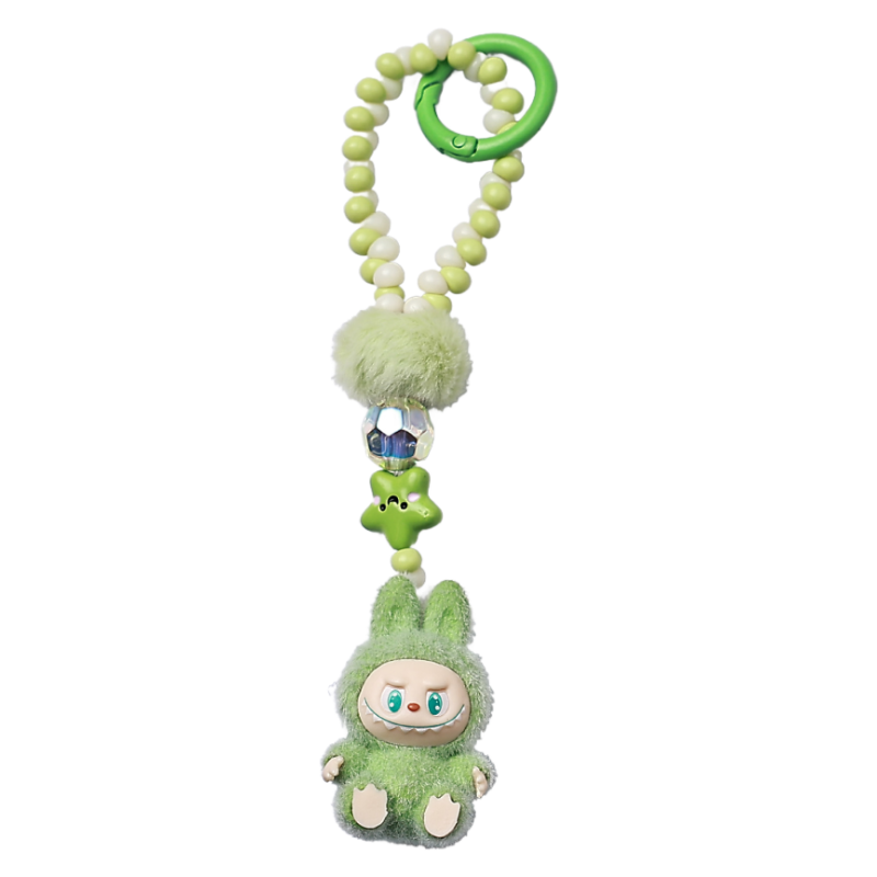 Labubu Beaded Keychain Long Strap Bag Charm Phone Lanyard Key Ring Accessory