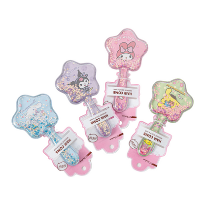 Kids Glitter Hair Brush Cartoon Princess Cushion Detangling Comb, Scalp Massage Brush Random Colors