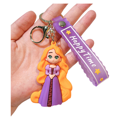 Cute Cartoon Princess Backpack Charm – Soft Silicone Keychain for Bags & Car Keys