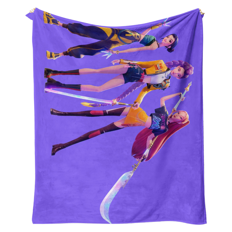 Kpop Demon Hunters Saja Boys Plush Throw Blanket, Flannel Nap Blanket for Sofa or Bed